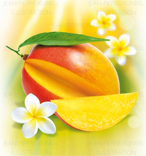 Mango und Frangipaniblüten