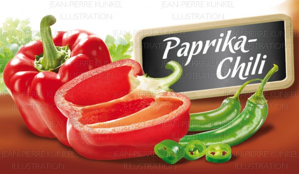 Paprika und grüne Chili